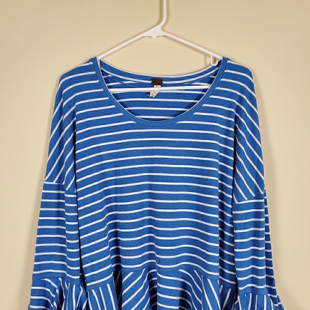 We The Free Roundabout Blue Stripe Long Sleeve Top Small - Picture 2 of 7